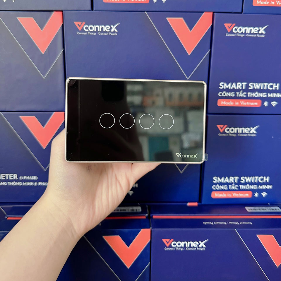 Công tắc thông minh Vconnex - Đen chữ nhật 